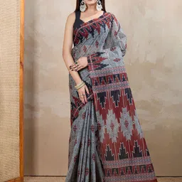 SHANVIKA Geometric Printed Pure Cotton Saree-image-76