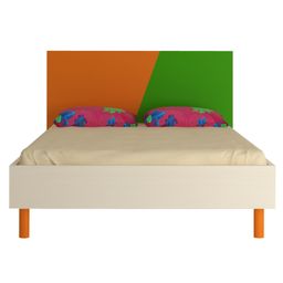 Adona Fiona Kids Queen Bed with Solid Wood Legs and Dual Color Headboard - Orange Green-image-40