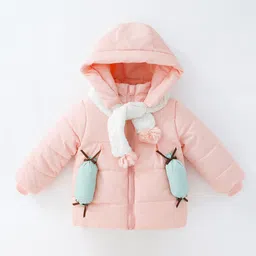 Kookie Kids Full Sleeves Hooded Winter Jacket - Pink-picture-19