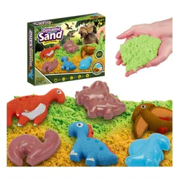 KolorFish Sand Toys for Toddlers Dinosaur Play Sand Kit Includes 500g Sand 8 Dinosaur Sand Molds Tray 5 Modeling Tools and Accessories for Boys and Girls- Multicolor-picture-6