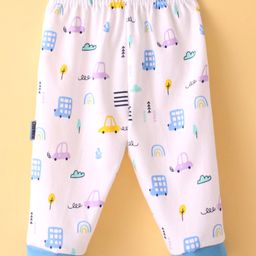 Child World Interlock Knit Full Length Lounge Pant Vehicles Print - White & Blue-image-20
