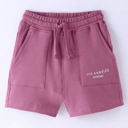 Doreme Single Jersey Knit Shorts With Text Print - Mauve-10