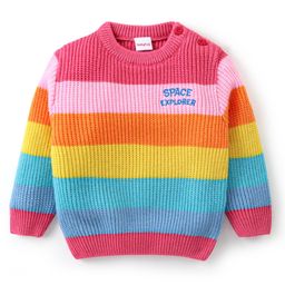 Babyhug Knitted Full Sleeves Pullovers Striped Sweater -Multicolor-image-69