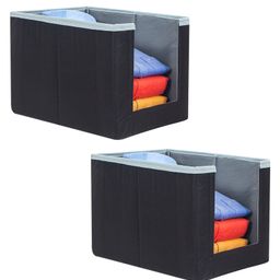 PrettyKrafts Shirt Stacker Closet Organizer , Shirts and Clothing Organizer , Exile Set of 2 , GreyBlack-25