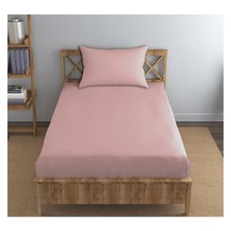 Trance Home Linen Premium Cotton Single Fitted Bedsheet with 1 Pillow Cover - Blush-picture-31