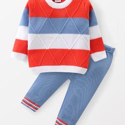 Babyhug Knit Full Sleeves Sweater Set with Cable Knit Design - Multicolour-image-99