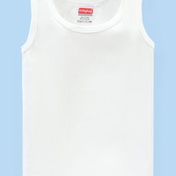 Babyhug Pull Over Sleeveless Solid Color Thermal Vest - Off White-image-38