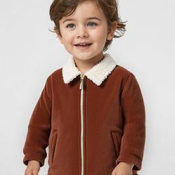 Babyhug Fur Woven Full Sleeves Front Open Jacket with Solid Colour & Fur Detailing at Collar - Brown-image-36