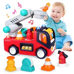 NEGOCIO  Musical Fire Truck Toys  Early Educational Learning Toy with Firefighting Tools Music Light Baby Toy Cars for 1 2 3 Year Old Boy Birthday Gifts-PACK OPF 1-COLOR MAY VARY-13