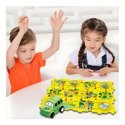 YAMAMA Dinosaur Puzzles Toys For Kids Rail Car Puzzle DIY Assembling Electric Puzzle Rail Car Building Kids Toys 25 pcs - Multicolor-26