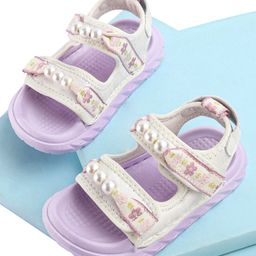 KIDLINGSS Floral Designed Pearls Embellished Sandals - Purple-image-33