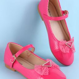 Pine Kids Clip Closure Solid Coloured Ballerina With Bow Applique - Fuchsia-image-97