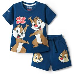 Babyhug Disney Single Jersey Knit Half Sleeves T-Shirt & Shorts Set with Chip N Dale Graphics - Navy Blue-image-30
