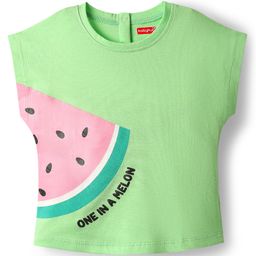 Babyhug 100% Cotton Knit Half Sleeves T-Shirt with Watermelon Print - Light Green-image-49
