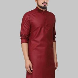 ANUJ FASHION Men Maroon Mandarin Collar Straight Kurta-picture-19