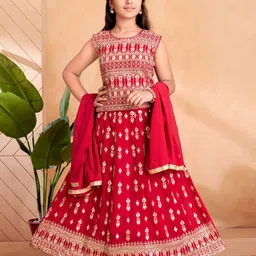 BAESD Girls Embroidered Ready to Wear Lehenga & Blouse With Dupatta-46