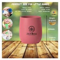 ZoZoBaa Silicone Baby Drinking Cup with Easy Grip | Multipurpose Tiny Cups for Infants First Stage Training | Bpa-Free, Unbreakable Non Sippy Cup for Toddlers (Dark Red) image 3
