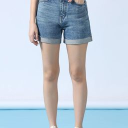 DressBerry Women Washed High-Rise Denim Denim Shorts Technology-picture-22
