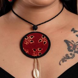 Look and Adorn Handmade Fabric Ajrakh Cotton Jewellery Set-image-1
