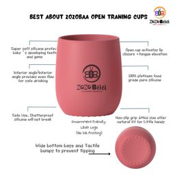 ZoZoBaa Silicone Baby Drinking Cup with Easy Grip | Multipurpose Tiny Cups for Infants First Stage Training | Bpa-Free, Unbreakable Non Sippy Cup for Toddlers (Dark Red) image 4