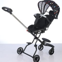 fab n funky 360° Rotation & Ergonomic Design Jogging Stroller Cum Pram with Adjustable Backrestwith Space Print - Black image 5