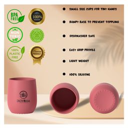 ZoZoBaa Silicone Baby Drinking Cup with Easy Grip | Multipurpose Tiny Cups for Infants First Stage Training | Bpa-Free, Unbreakable Non Sippy Cup for Toddlers (Dark Red) image 5