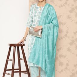Libas Floral Printed Regular Kurta with Trousers & With Dupatta-image-32