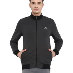 ALCIS Bold Black Cotton Regular Fit Self Pattern Sports Jacket-image-5