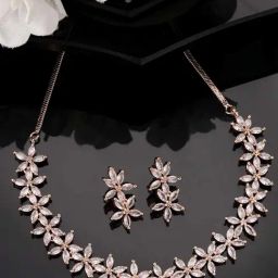 NVR Gold Plated CZ Stone Handcrafted Jewellery Set for Women-image-84