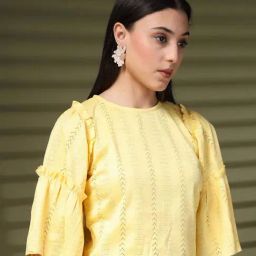 Melon By plusS Yellow Plain Top-picture-33