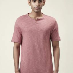 7 Alt by Pantaloons Dusty Pink Cotton Relaxed Fit Texture T-Shirt-picture-32