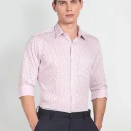 Arrow Pink Cotton Regular Fit Printed Shirt-picture-35