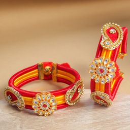 VIRAASI Set Of 2 Kundan-Studded Bangles-image-15