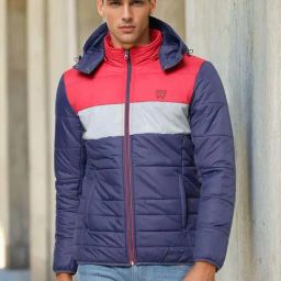 Wrangler Navy Regular Fit Colour Block Hooded Jacket-12