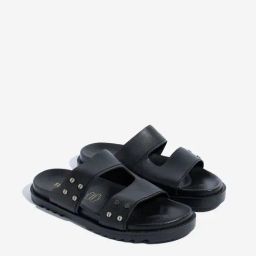 SOLEPLAY by Westside Black Leather Stud-Detailed Platform Slides-picture-28