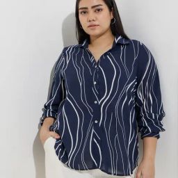 Gia by Westside Navy Abstract Printed Shirt-9