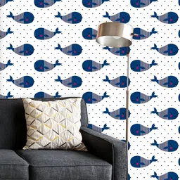 ArtzFolio Printed UV-Resistant Anti-Bacterial Cartoon Whales On Polka Dots Peel & Stick Wallpaper-image-50