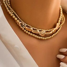 OOMPH Gold Pearls Multi Layer Fashion Choker-48