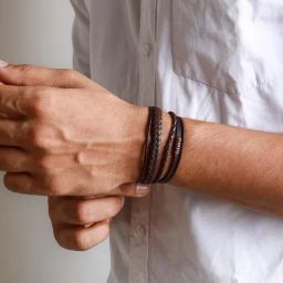 Joker & Witch Cadmus Brown Leather Black Buckle Bracelet for Men-picture-25