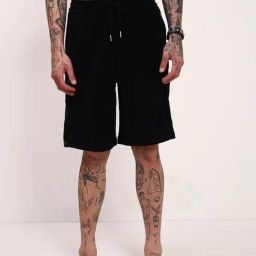 Showoff Black Cotton Regular Fit Shorts-image-88