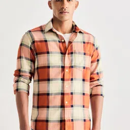 Red Flame Men Opaque Checked Casual Shirt-image-52