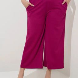 Gia by Westside Fuchsia Solid High-Rise Trousers-image-98