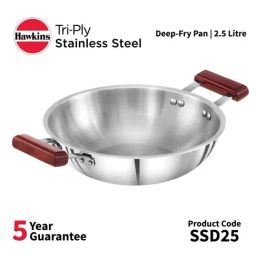 Hawkins Silver Triply Stainless Steel 25 cm Kadai , 2.5 L-29