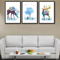 999store White & Blue Colorful Swamp Deer Multi Frame Paintings-18