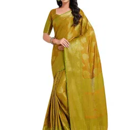 Mimosa Olive Green Floral Saree with Unstitched Blouse-picture-29