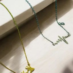 OOMPH Gold and Silver Tone Love Heart and HeartBeat Delicate Pendant Necklace Pack of 2-image-96