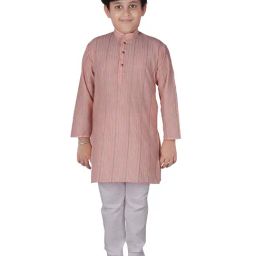 Pro-Ethic Style Developer Kids Dusty Pink & White Printed Full Sleeves Kurta with Pyjamas-picture-13