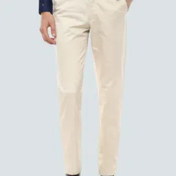 Louis Philippe Beige Cotton Slim Fit Flat front trousers-image-71