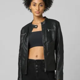 Only Black Full Sleeves Biker Jacket-12
