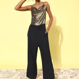 StyleStone Gold & Black Cowl Neck Jumpsuit-picture-23